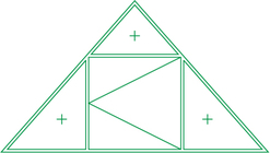 مثلث بثلاث اجزاء ثابتة مع ضلفة واحدة