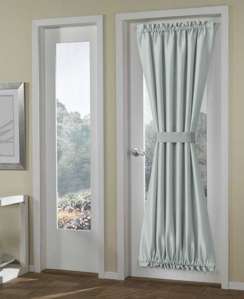 PVC door decor with curtains.
