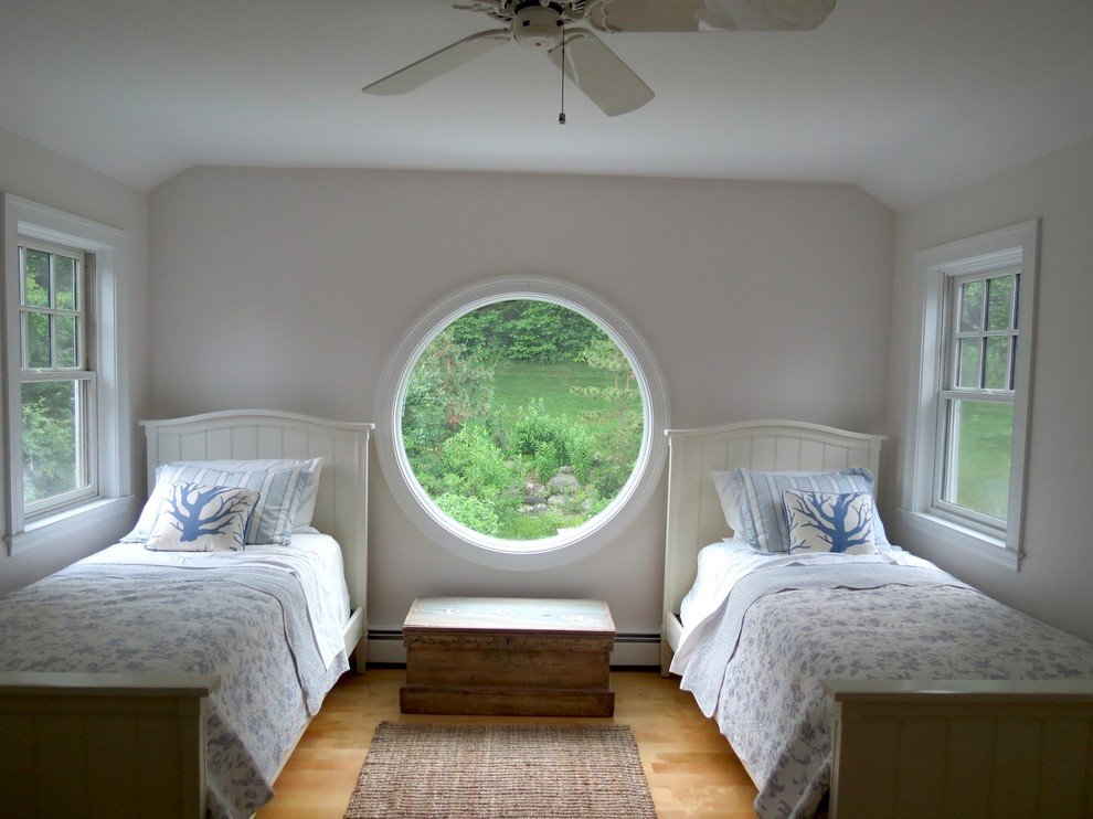 Round PVC windows in house interior