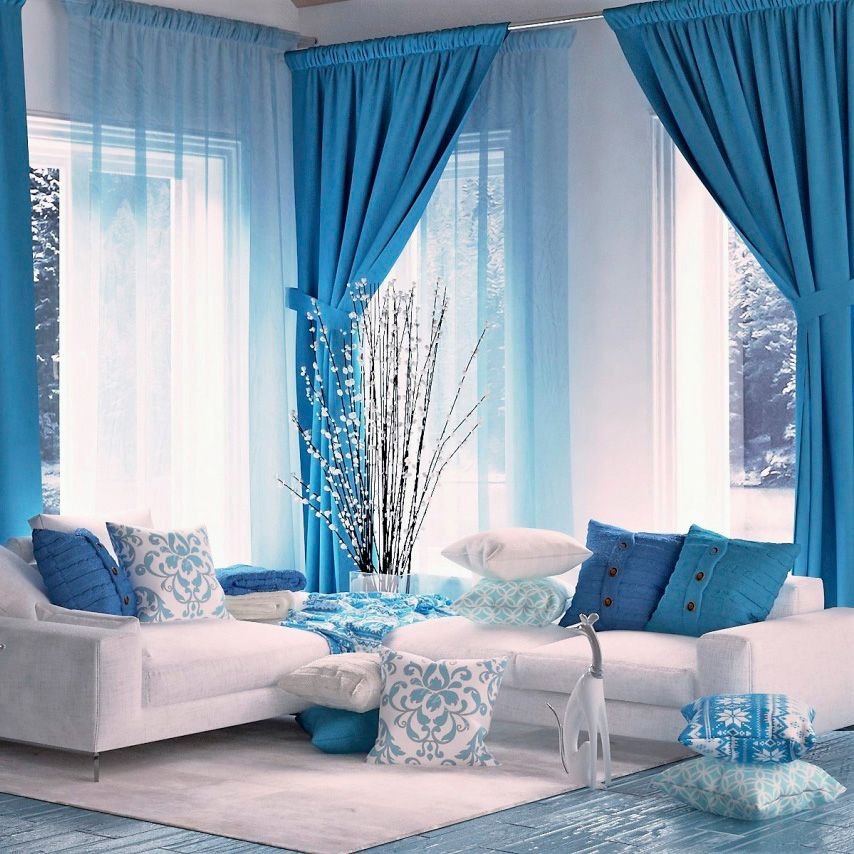 Fashionable window decor colors: blue