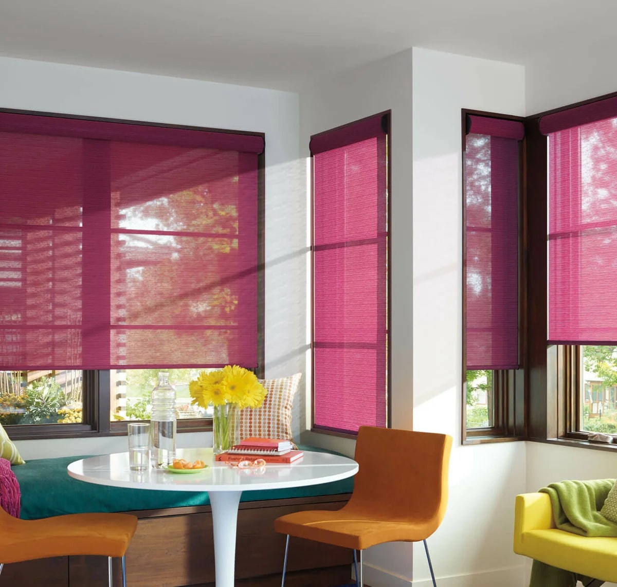 Colored windows for bright interiors