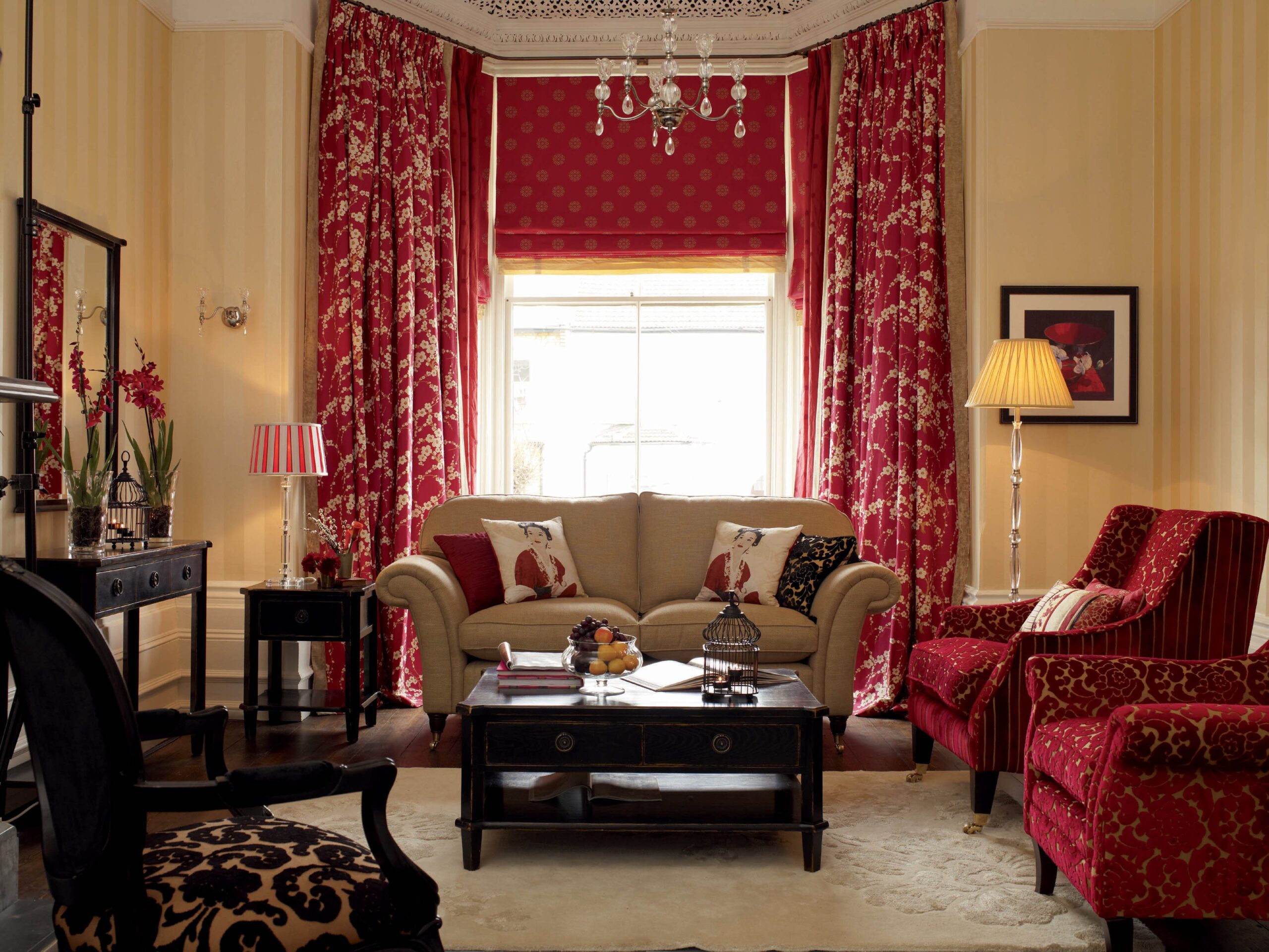 Red Textile Decor for PVC Windows