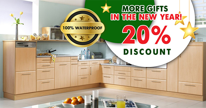 In January, when ordering PVC kitchens and bathroom cabinets, ANY configuration, Get 20% DISCOUNT!
