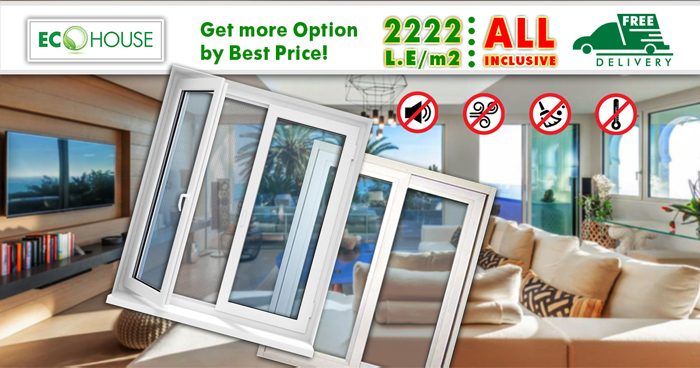Only in March 2020, when ordering turn or sliding white PVC windows with two sashes, glazing and mosquito net, the price is 2222 LE/m2. Free delivery and installation.